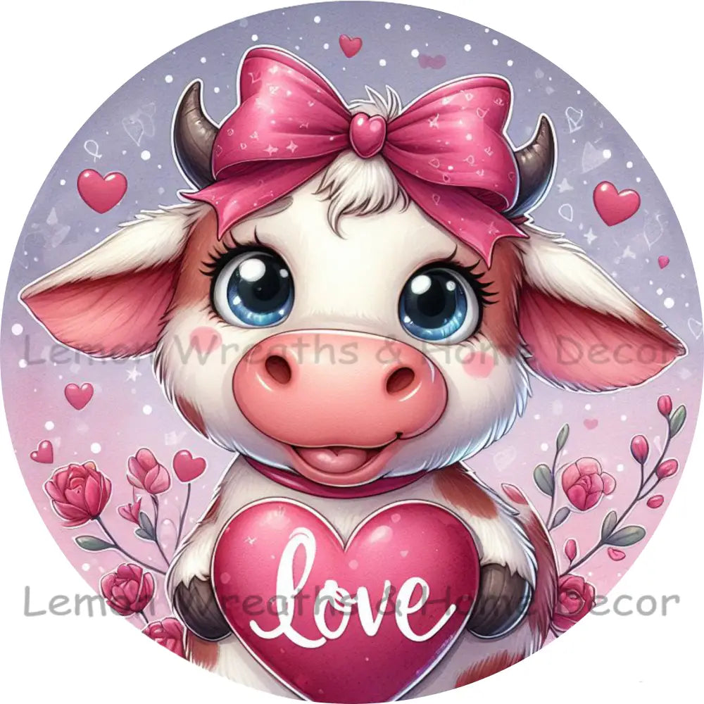 Valentine Love Cow Metal Sign