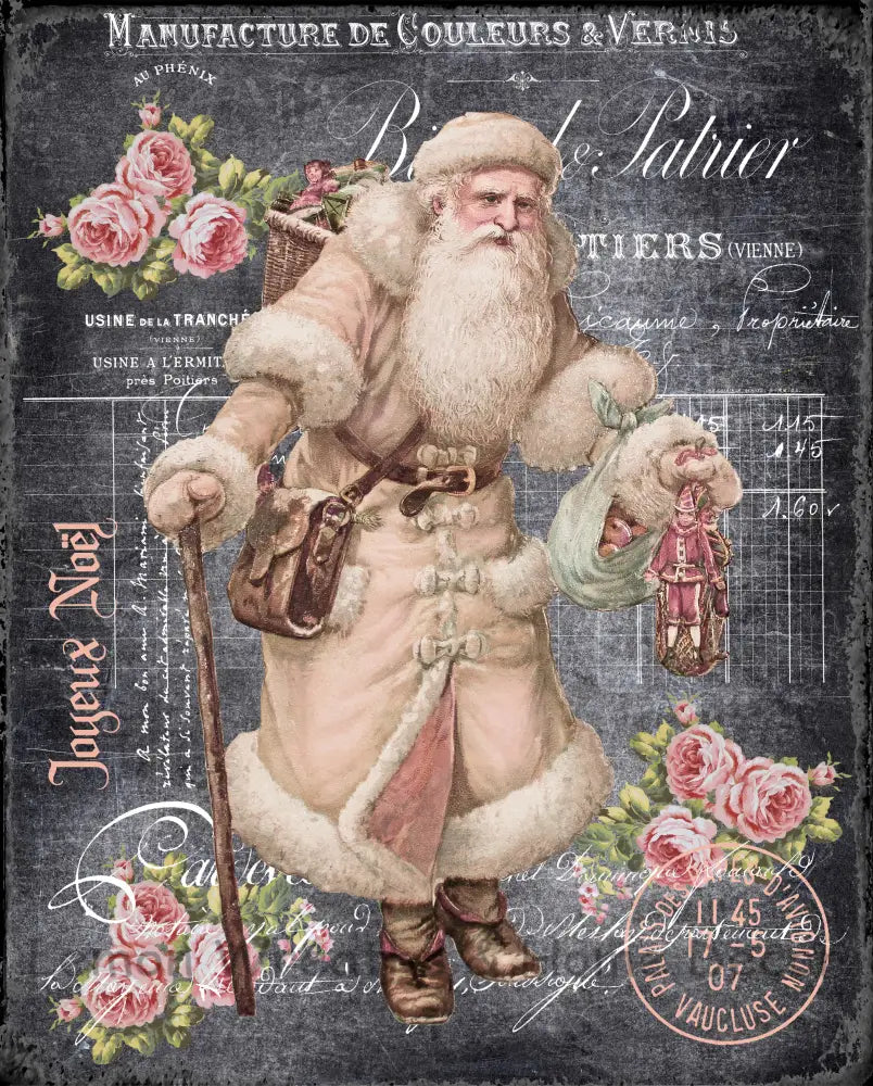 Victorian Father Christmas Metal Sign