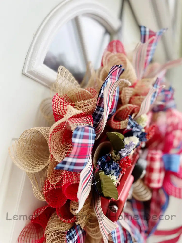 Vintage Truck Patriotic Wreath