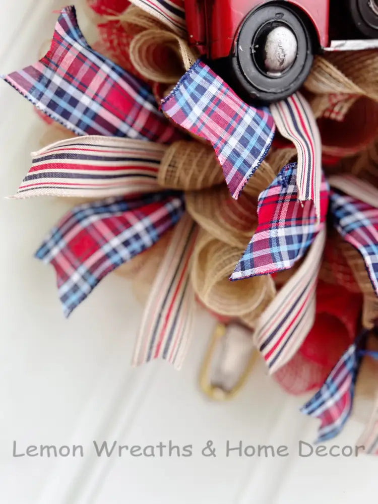 Vintage Truck Patriotic Wreath