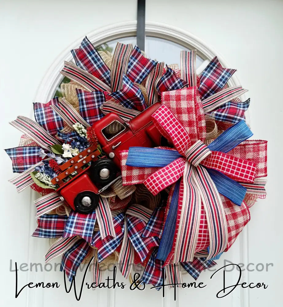 Vintage Truck Patriotic Wreath