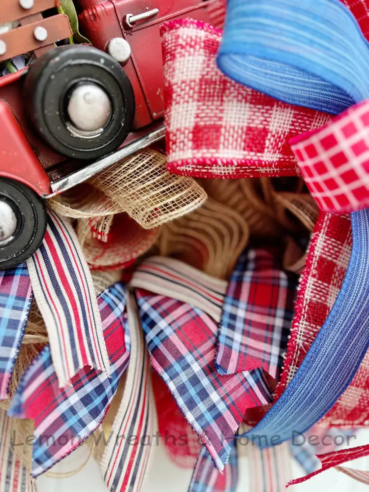 Vintage Truck Patriotic Wreath