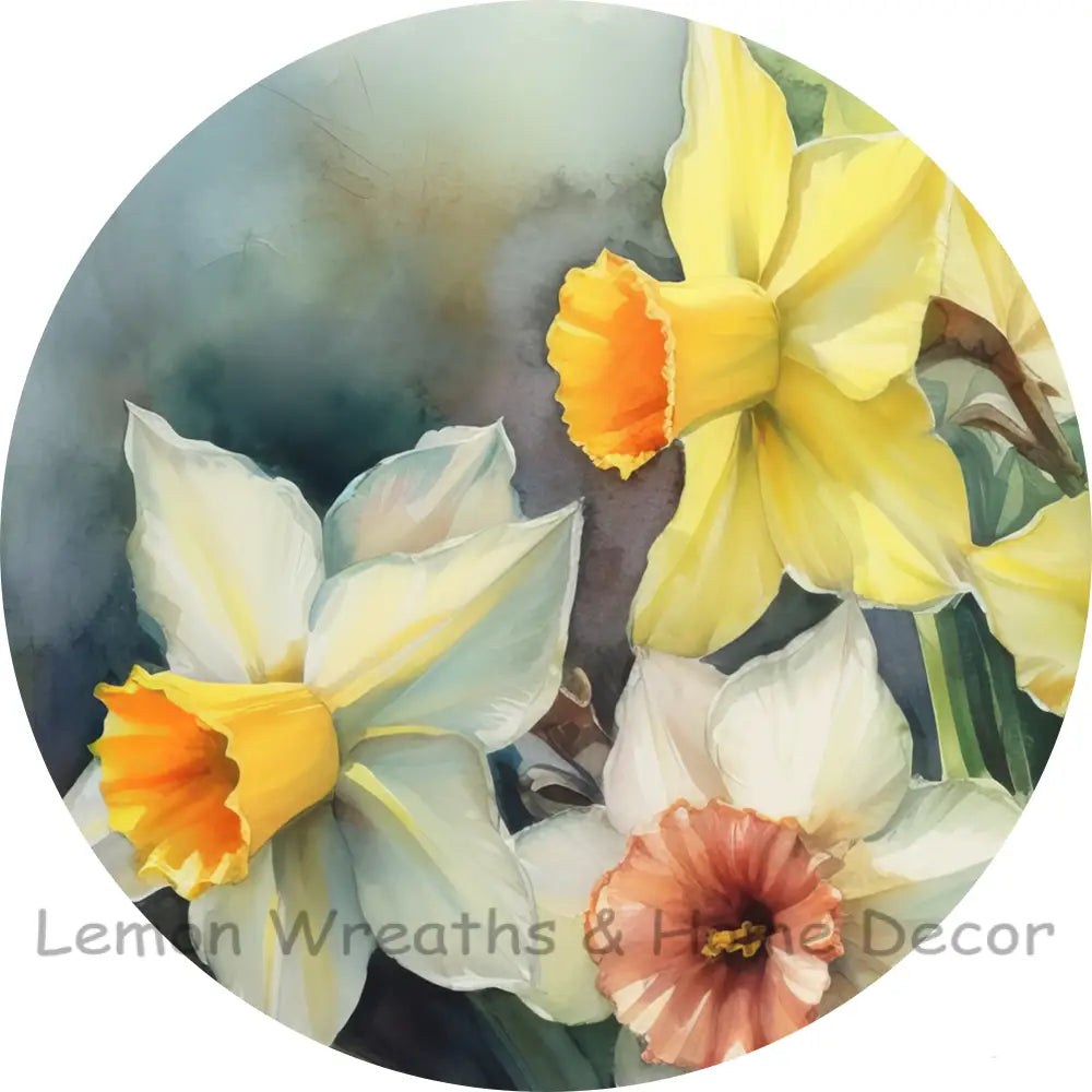 Watercolor Daffodils Sublimated Fabric Center