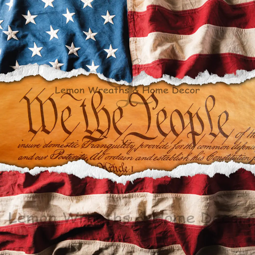 We The People Distressed Flag Metal Sign Square 8