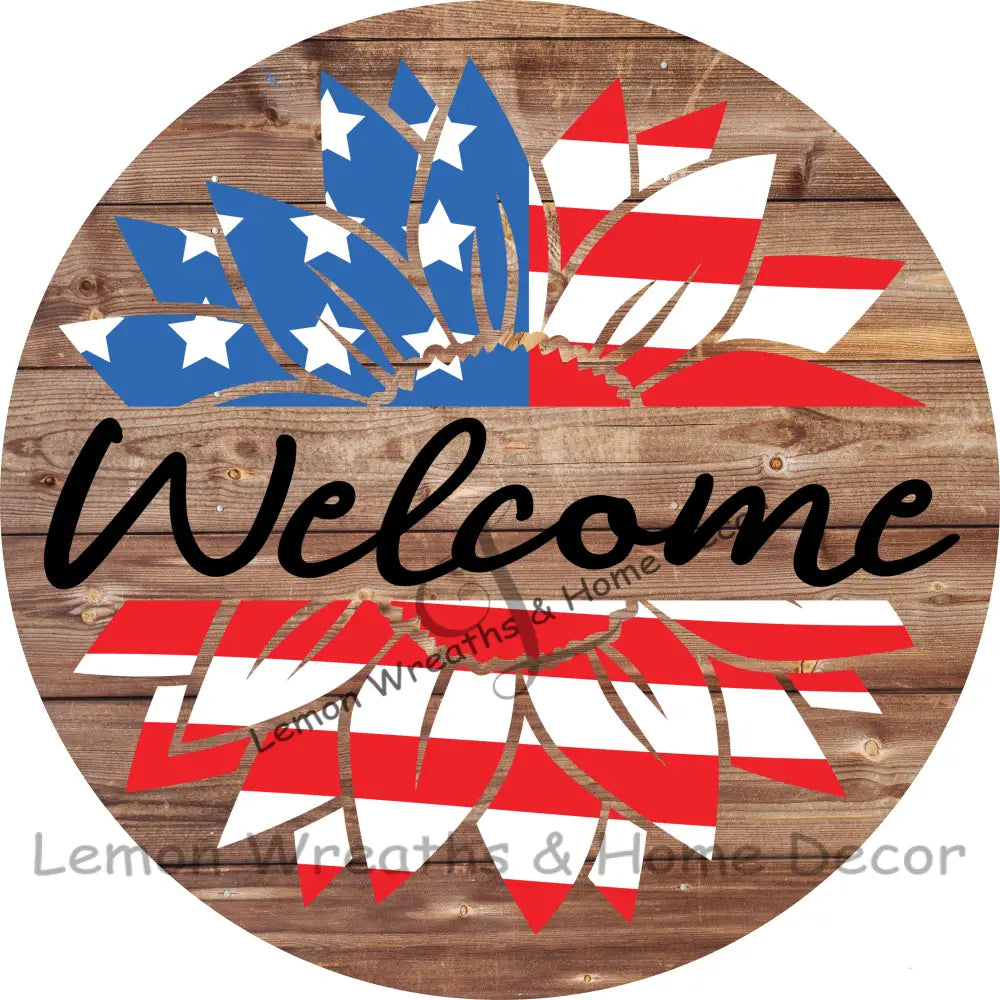 Welcome Flag Sunflower Dark Wood 8