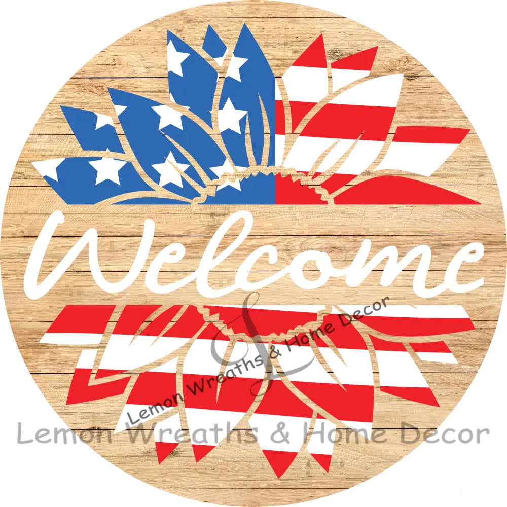 Welcome Flag Sunflower Light Wood 8