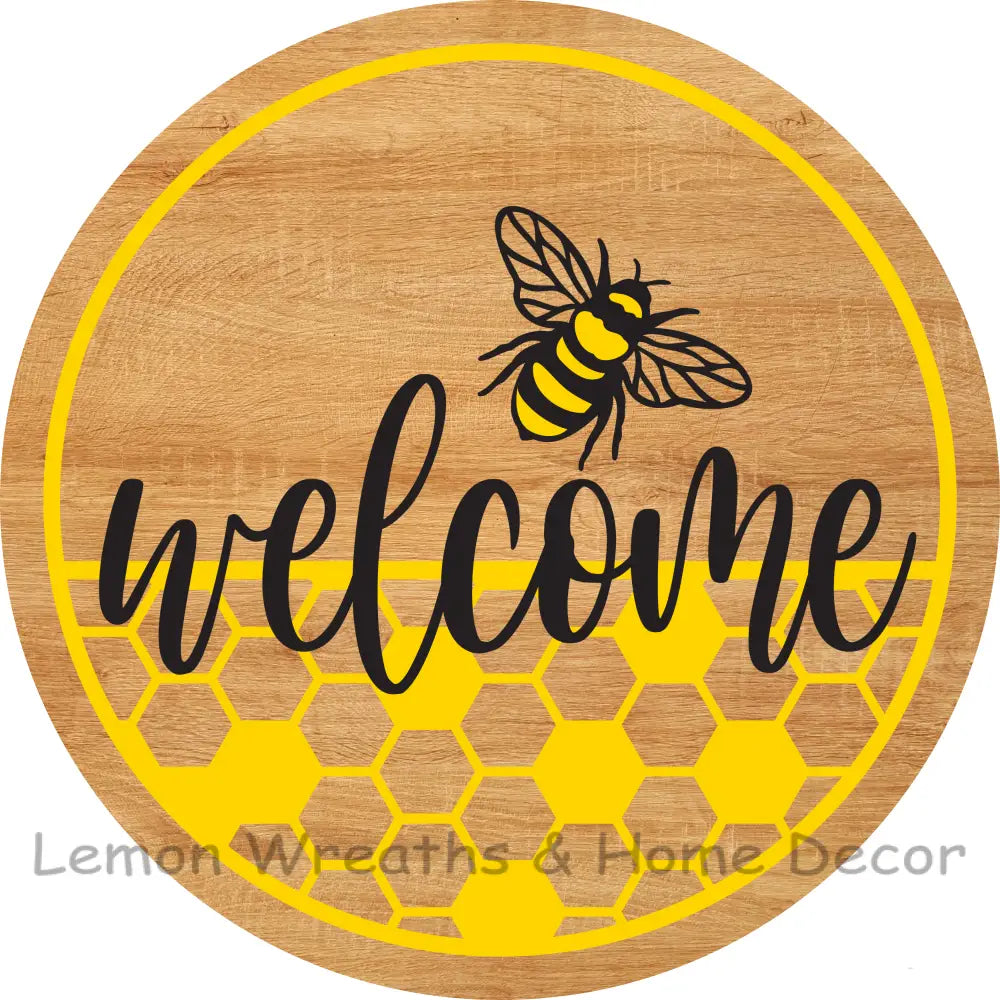Welcome Honeycomb Bee Metal Sign 8