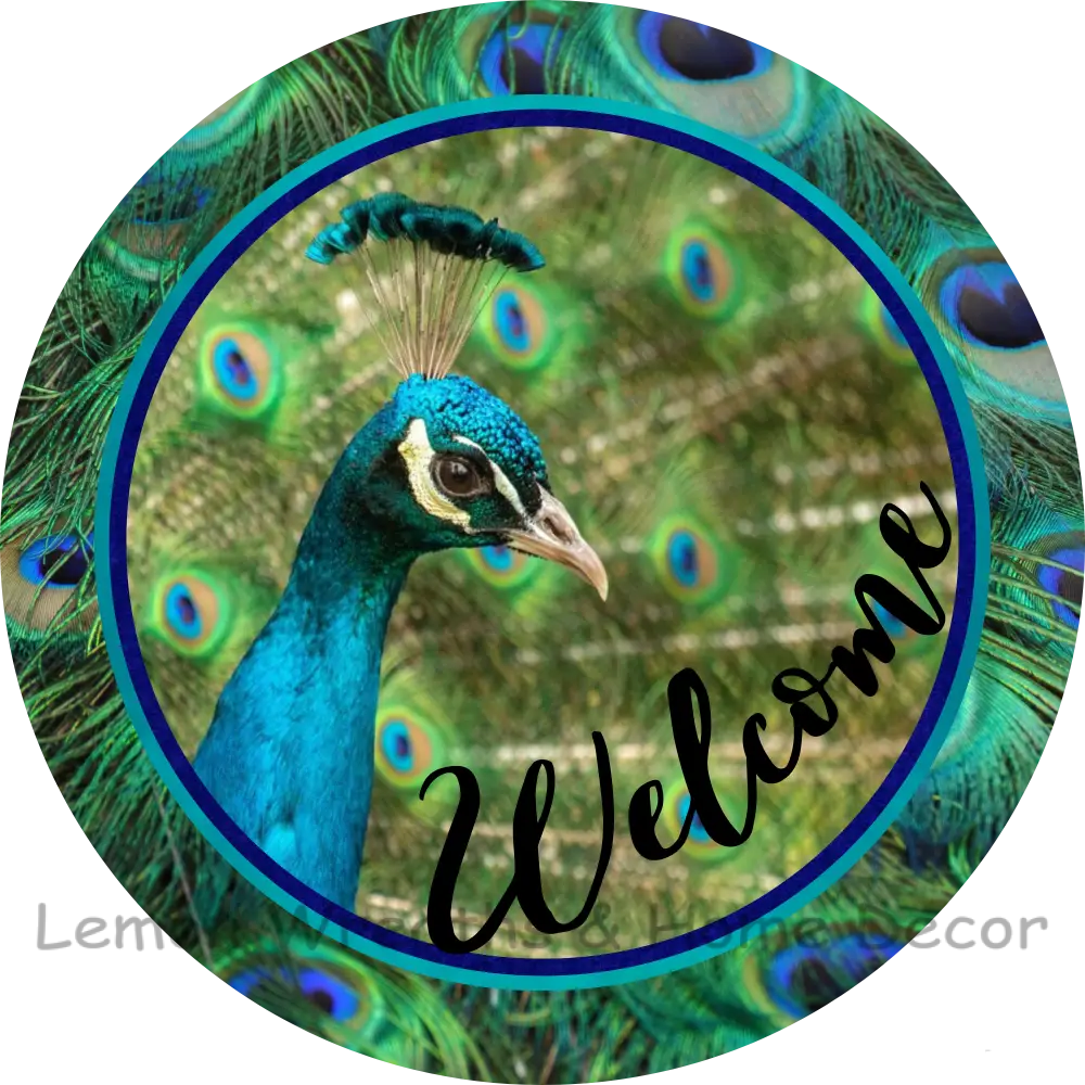 Welcome Peacock Metal Sign 8