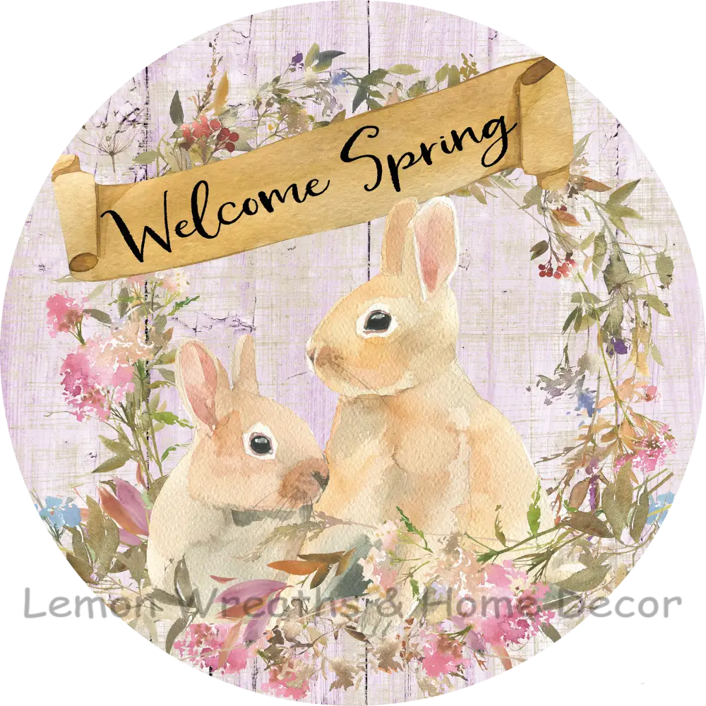 Welcome Spring Bunnies Metal Sign 8