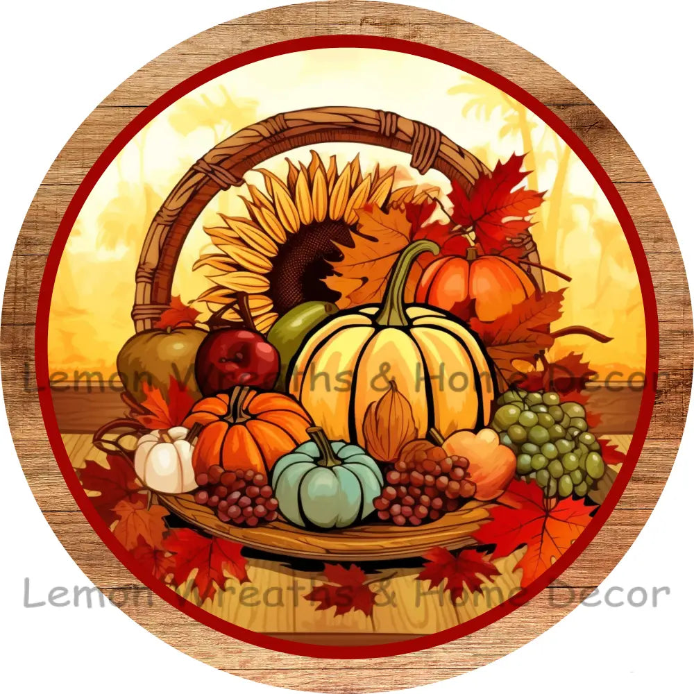 Welcome Sunflower Harvest Round Metal Sign 6 / No Text