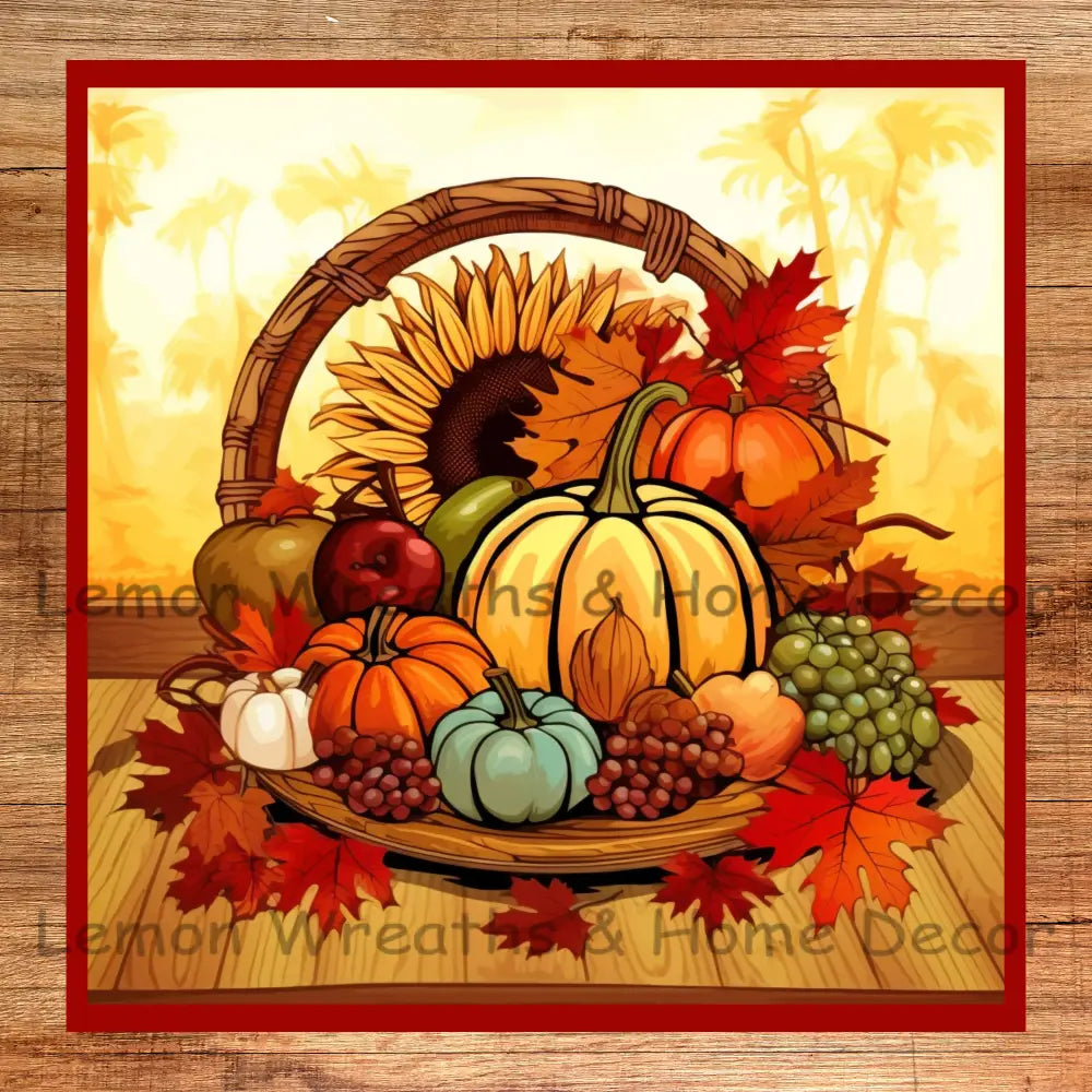 Welcome Sunflower Harvest Square Metal Sign 8 / No Text