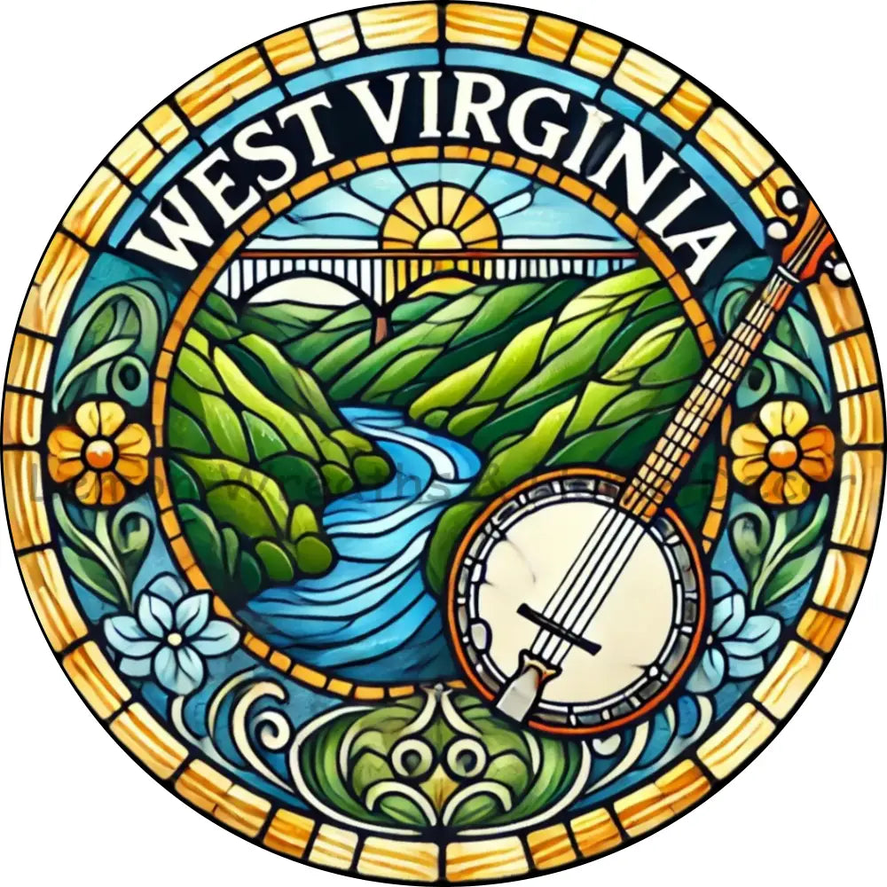 West Virginia Faux Stained Glass Metal Sign