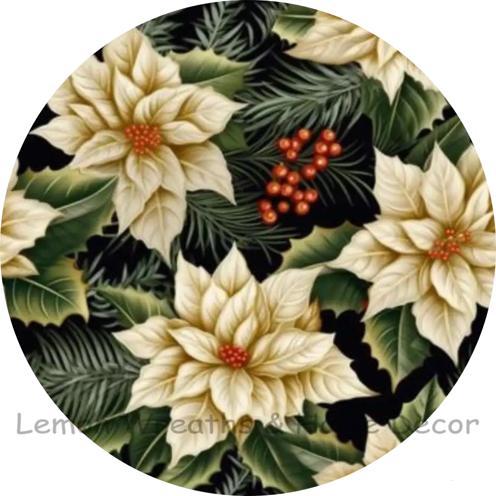 White Poinsettia Sublimated Fabric Center