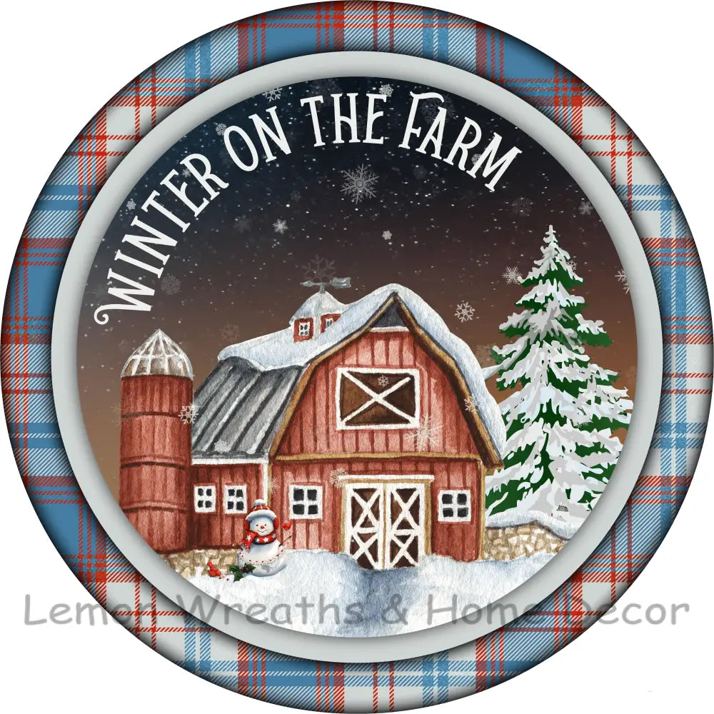Winter On The Farm Barn Metal Sign 8