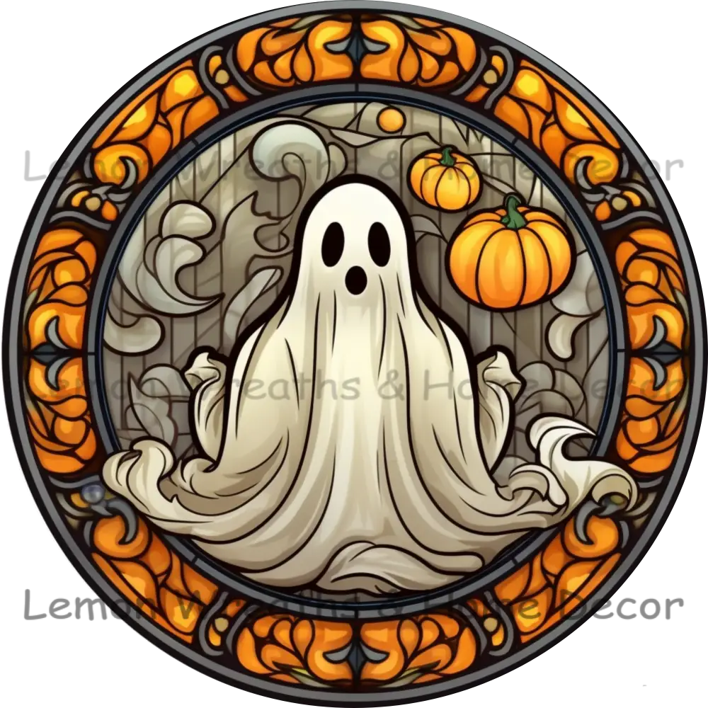 Wispy Ghost Faux Stained Glass Metal Sign 8