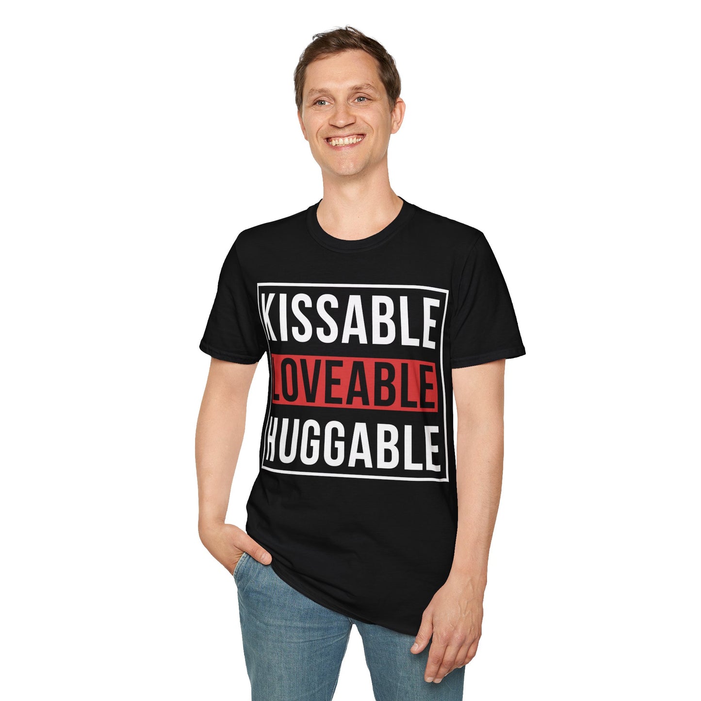 Kissable Huggable Loveable Unisex Softstyle T-Shirt