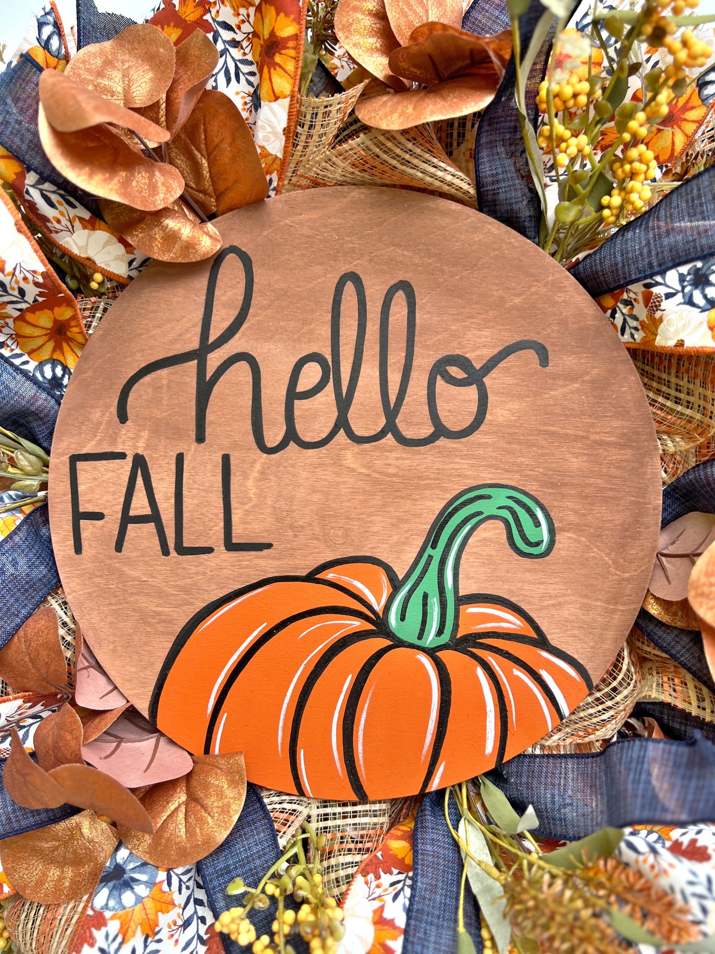 Hello Fall Pumpkin Mesh Wreath