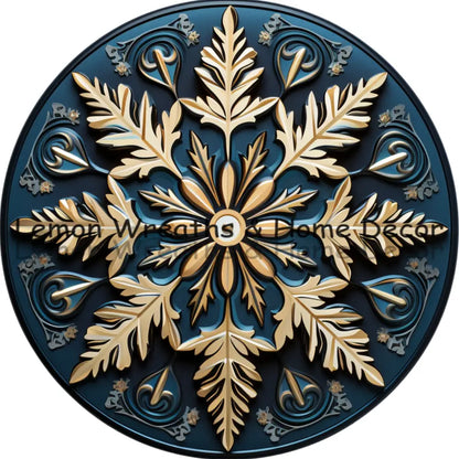 3D Elegant Blue Snowflake Metal Sign 6 / Style A