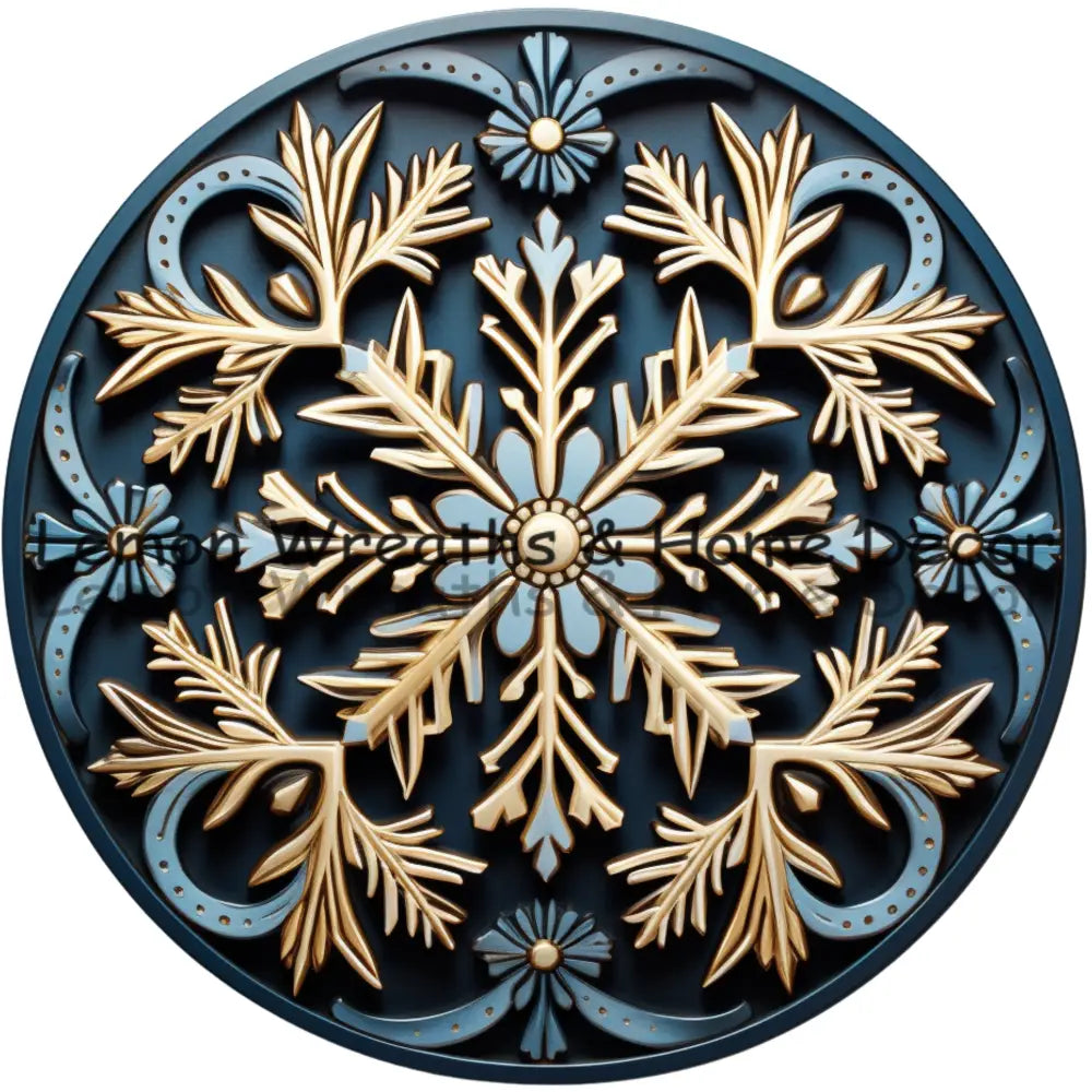 3D Elegant Blue Snowflake Metal Sign 6 / Style C