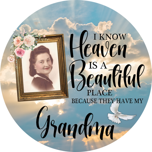 PHOTO MUST BE EMAILED - I Know Heaven Is A Beautiful Place Personalized Metal Sign