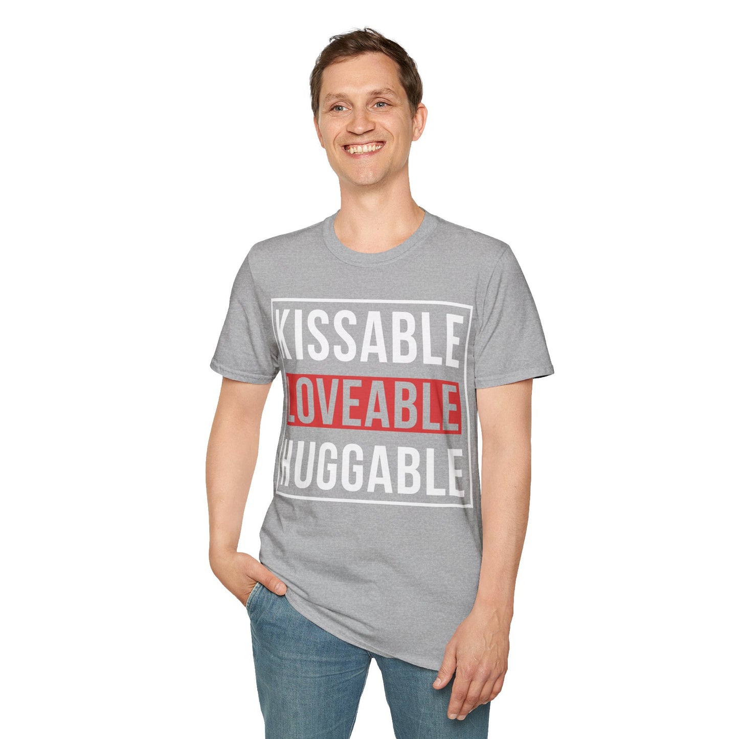 Kissable Huggable Loveable Unisex Softstyle T-Shirt