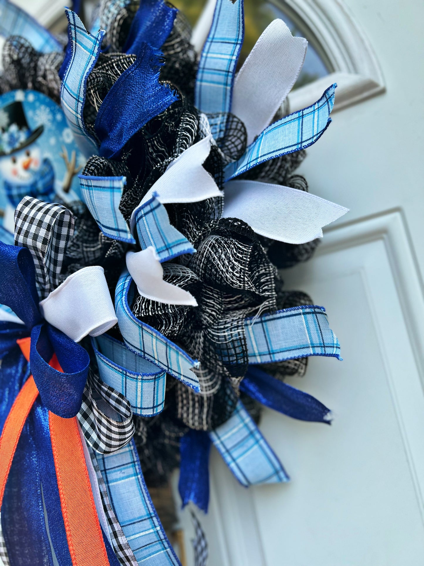 Winter Blue Snowman Wreath