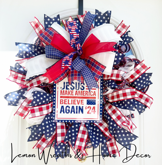 Jesus Make America Believe Again Wreath
