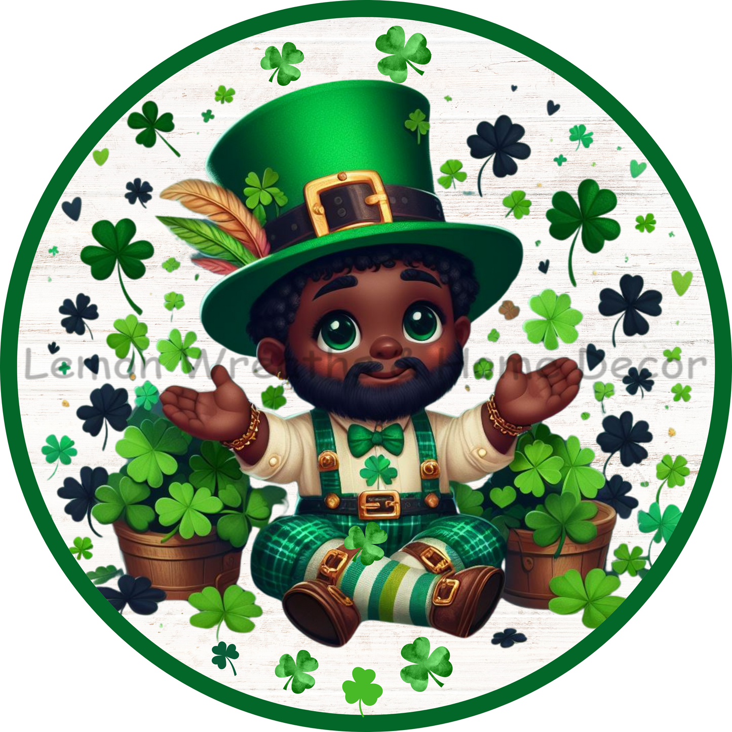 St. Patrick's Day African American Leprechaun Metal Sign