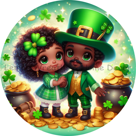 African American St. Patrick's Couple Metal Sign
