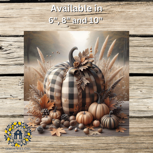 Autumn Plaid Majesty Metal Sign