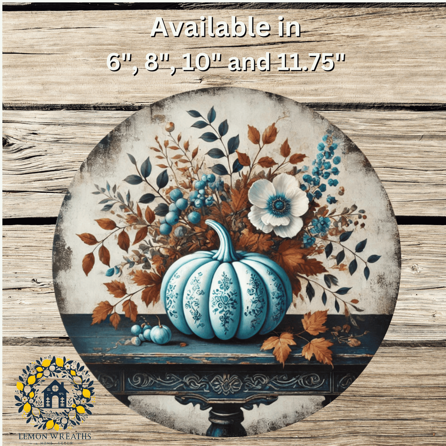 Autumn's Blue Elegance Metal Sign