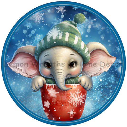 Baby Elephant Teacup Cutie Metal Sign