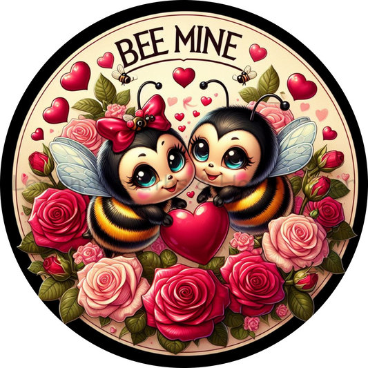 Bee Mine Valentine Bumble Bees Metal Sign