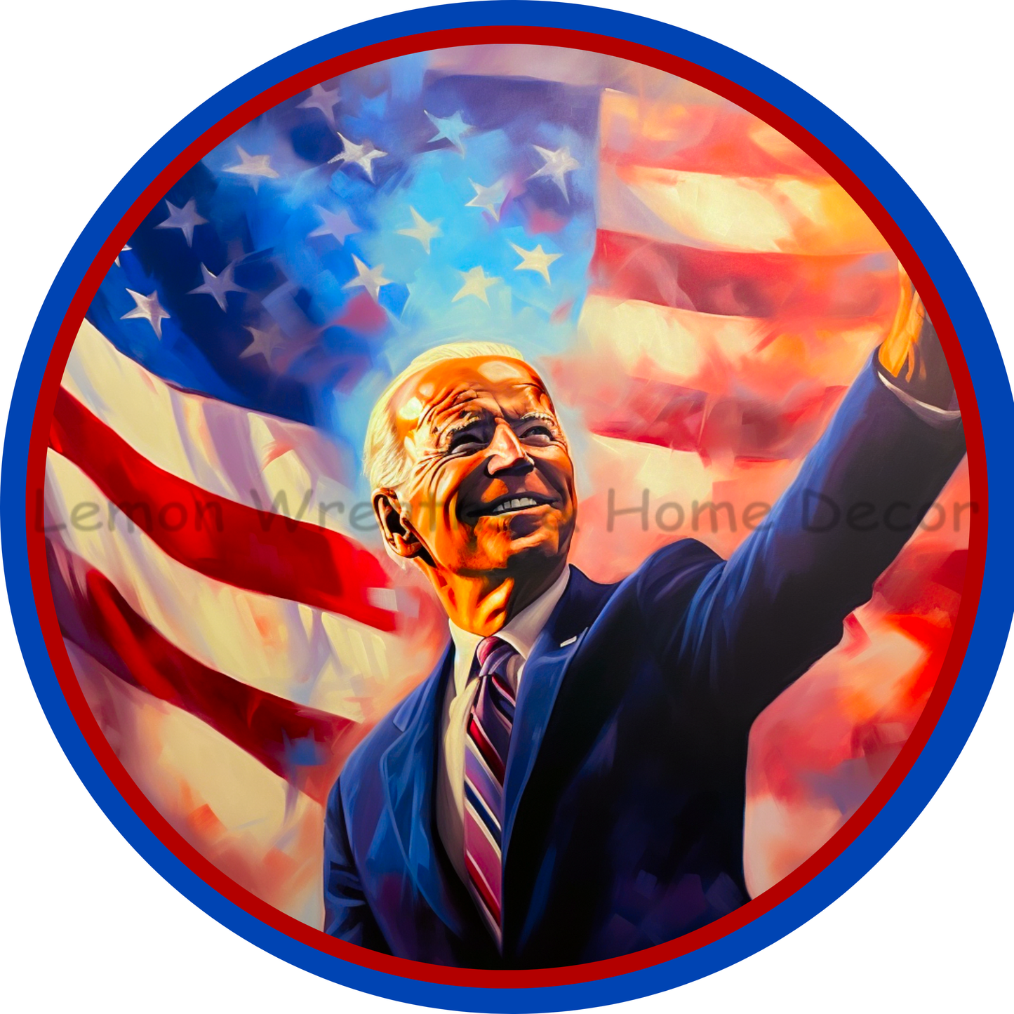 Joe Biden Waving Watercolor Metal Sign