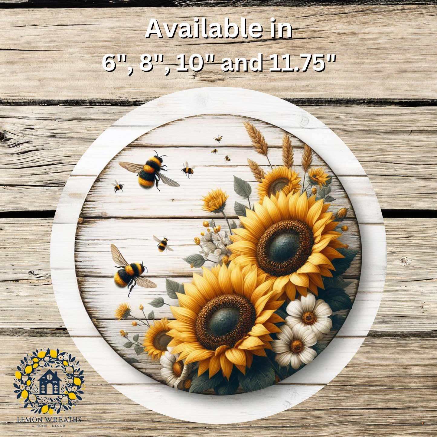 Bumble Bees and Sunflowers Metal Sign