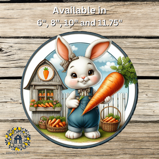 Carrot Farms Bunny Girl With Bow Metal Sign