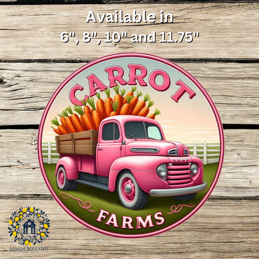 Carrot Farms Pink Truck Metal Sign