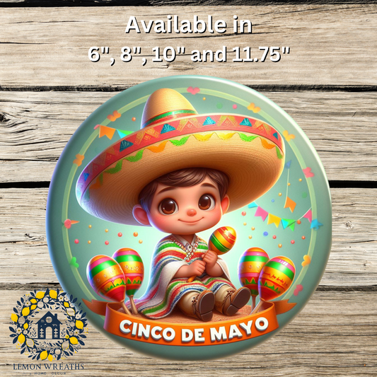 Cinco de Mayo Boy w/Sombrero Metal Sign