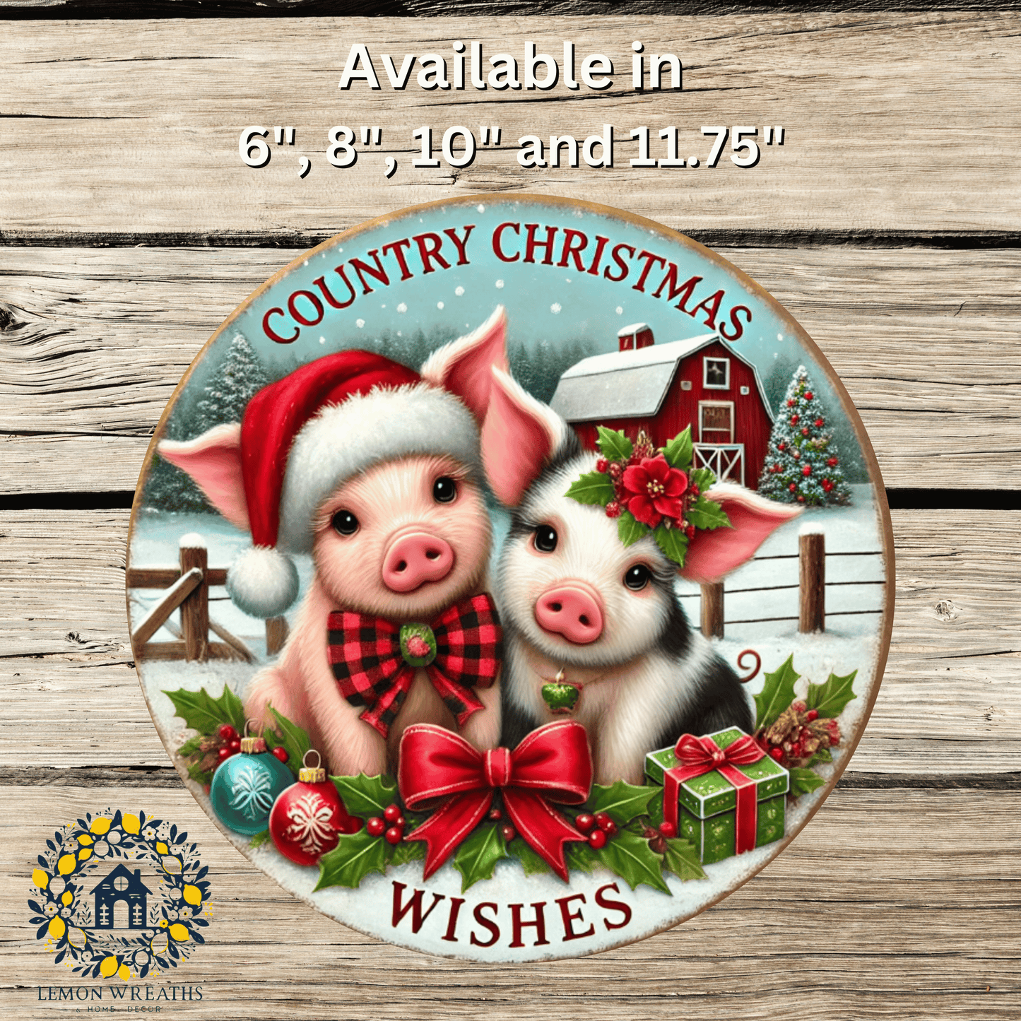 Country Christmas Wishes Farm Pals Metal Sign