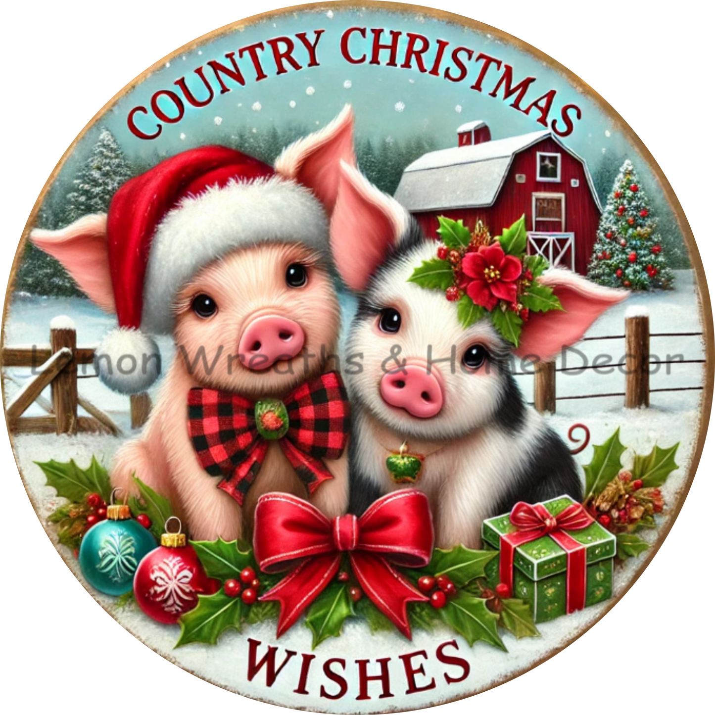 Country Christmas Wishes Farm Pals Metal Sign