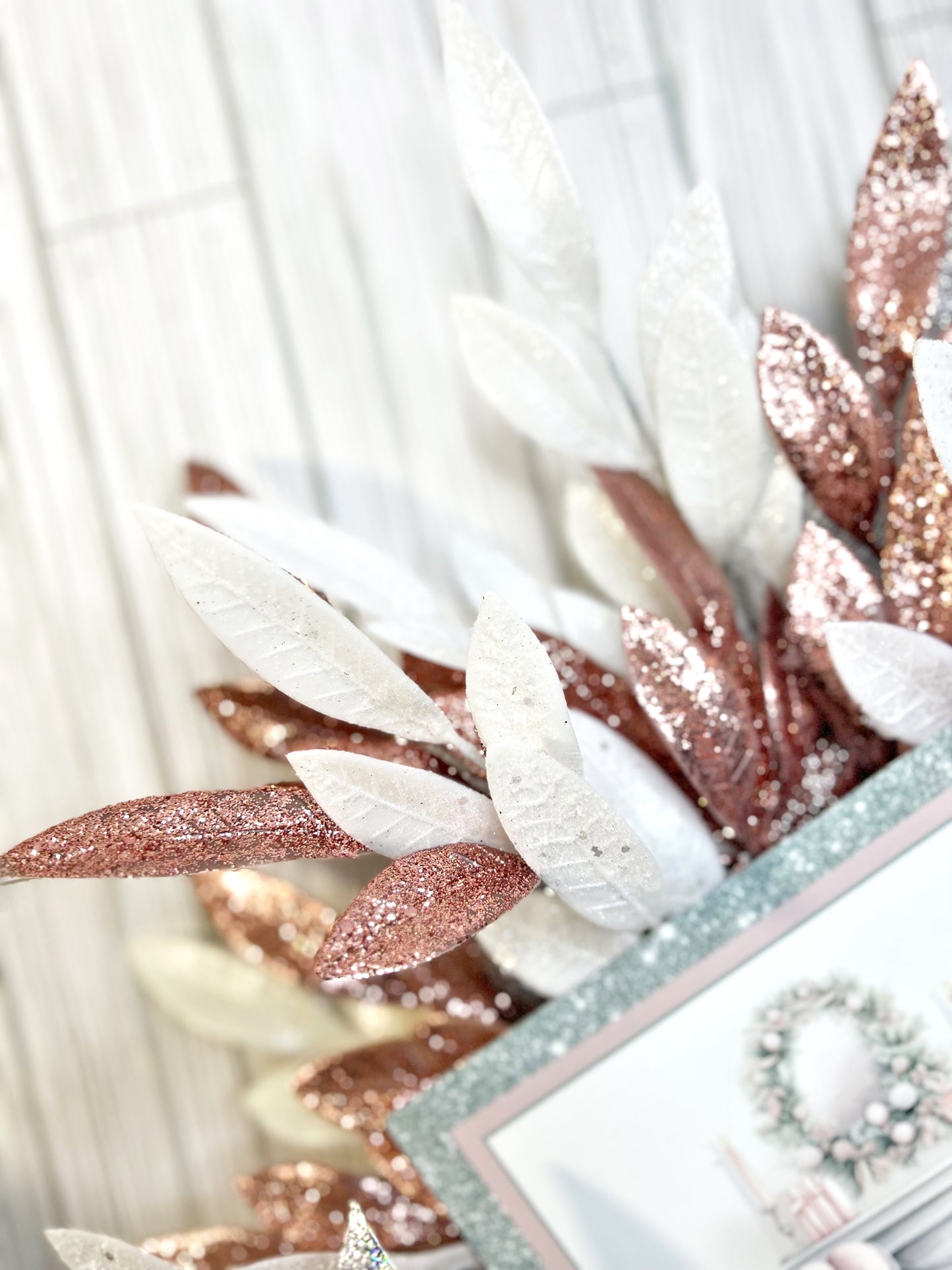 Merry Christmas Blush & Silver Glitter Wreath