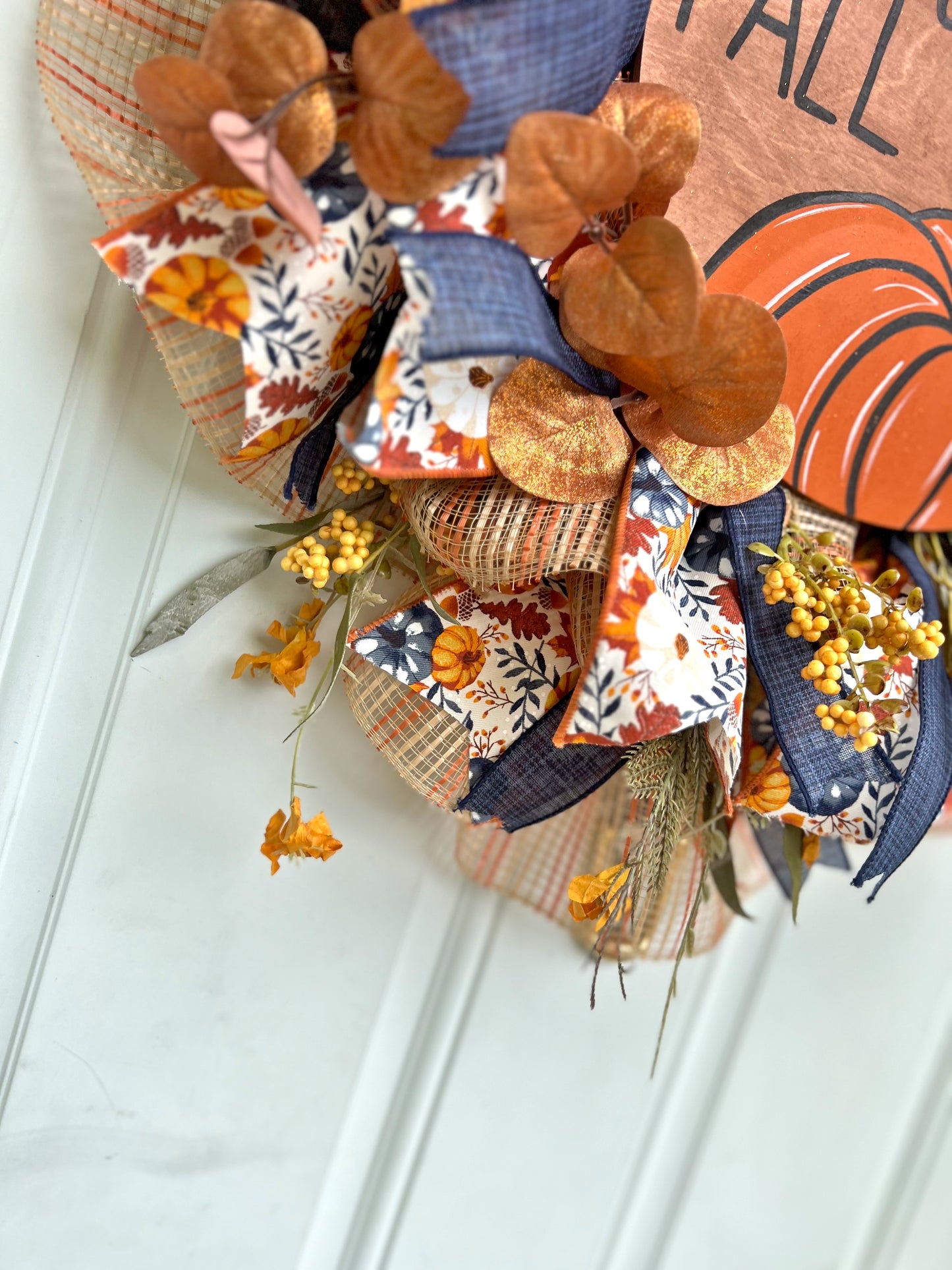 Hello Fall Pumpkin Mesh Wreath