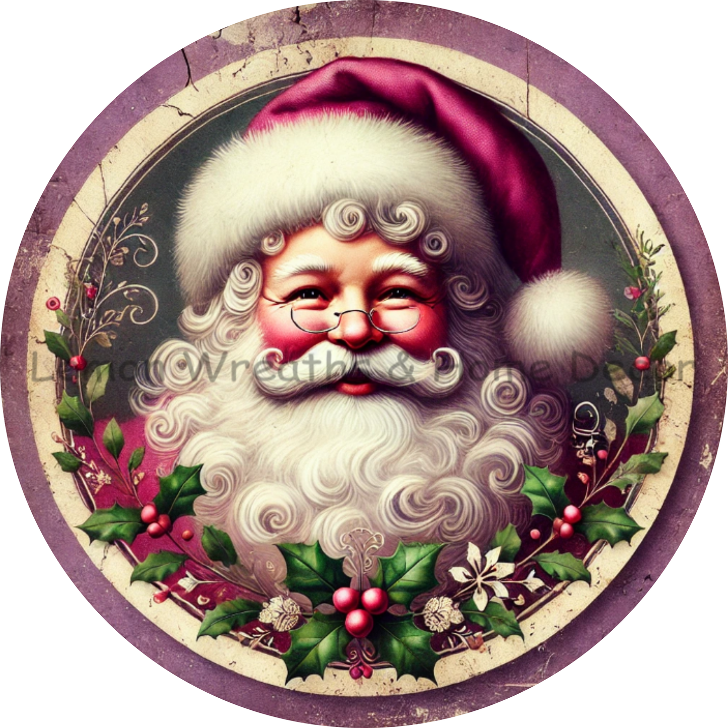 Vintage Santa Charm Sugar Plum Metal Sign