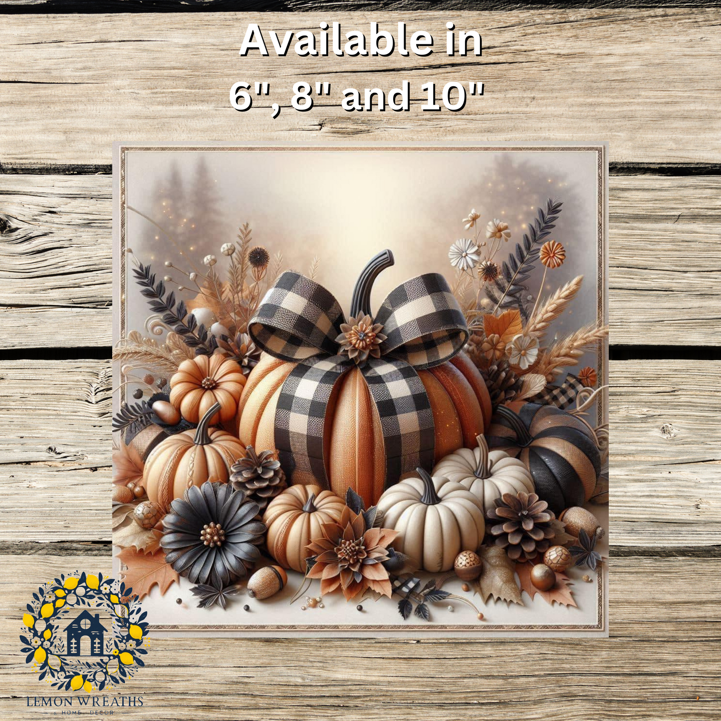 Elegant Autumn Black Check Metal Sign