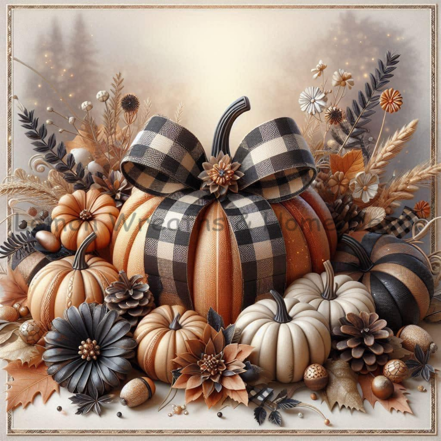 Elegant Autumn Black Check Metal Sign