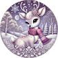 Enchanted Winter Reindeer Purple Metal Sign