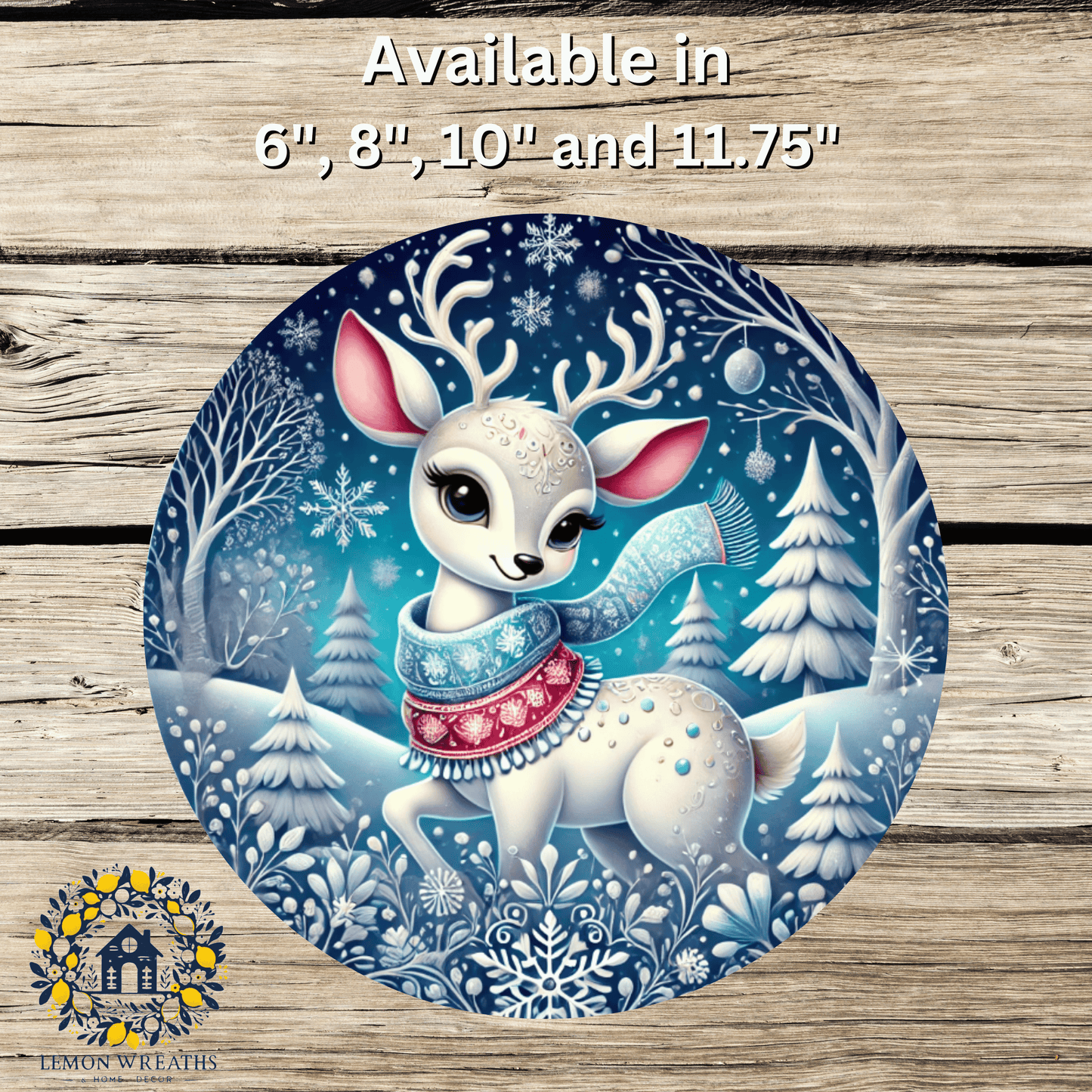 Enchanted Winter Reindeer Snow Blue Metal Sign