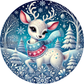 Enchanted Winter Reindeer Snow Blue Metal Sign