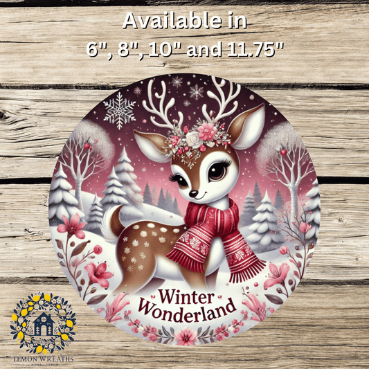 Enchanted Winter Wonderland Pink Metal Sign