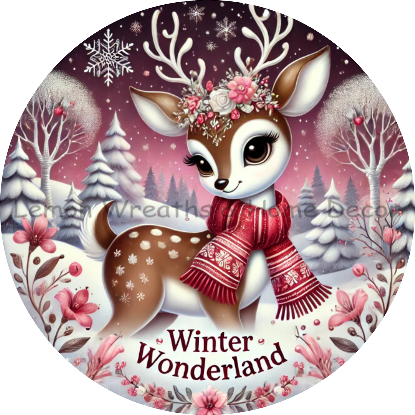 Enchanted Winter Wonderland Pink Metal Sign